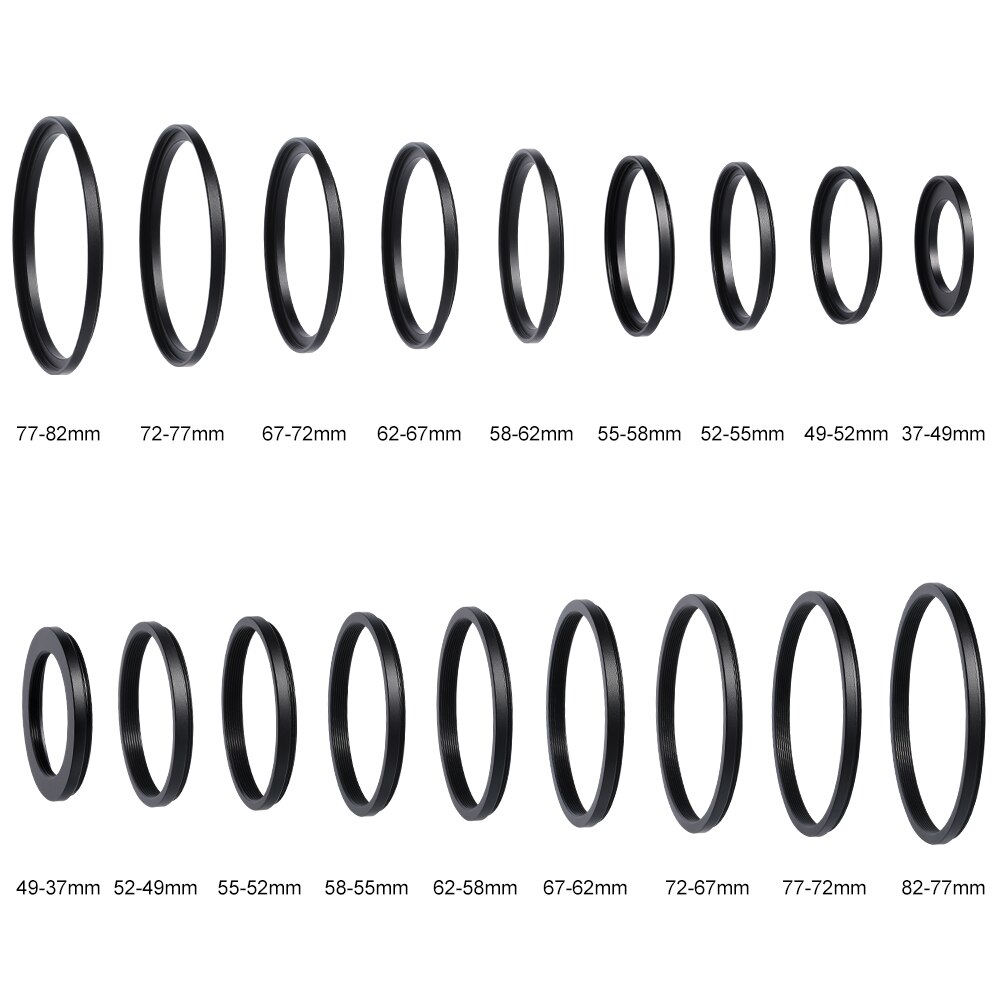 K &amp; F Concept 18Pcs Filter Adpter Ring Camera Lens Step Up/Down 37-82Mm 82-37Mm Set Voor Canon Nikon Sony Dslr Camera Lens