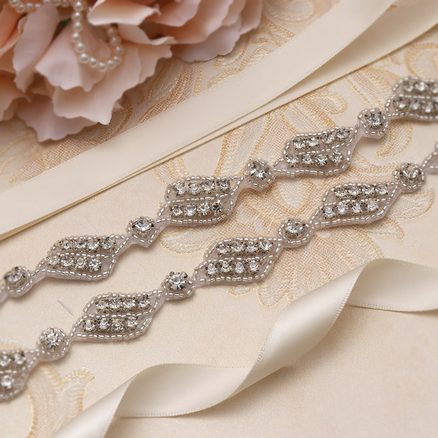Missrdress håndperlet brudebælte rhinestones bryllupsbælte sølvkrystal bryllupssash til brudepigekjoler  jk881