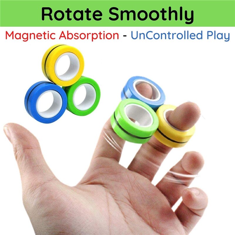 Grappige Relief Magnetische Ringen Fidget Speelgoed Voor Angst Anti-Stress Roller Vingertop Speelgoed Volwassen Kinderen Vinger Spinner Magische Ringen