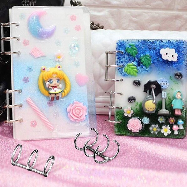 DIY Resin Casting Molds for Notebook Cover A5 A6 A7-3Pcs Silicone Notebook Cover Clear Casting Epoxy Resin Molds with 2Pcs 3-Rin