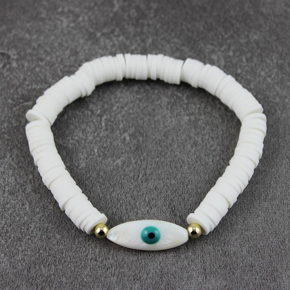 Ga Naar Het Strand Voor Zomer Armbanden Voor Vrouwen Kleurrijke Polymeer Klei Kralen Armband Eye Shell Armbanden: color5