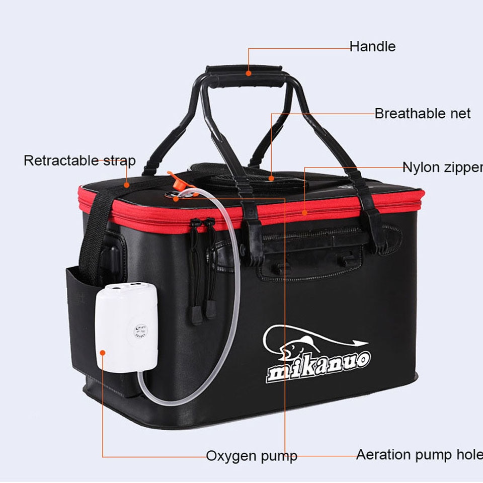 Secchiello da pesca portatile con cerniera borsa da pesca pieghevole in EVA per esterni secchiello per pesci vivi 5 dimensioni borsa da pesca per escursionismo da campeggio