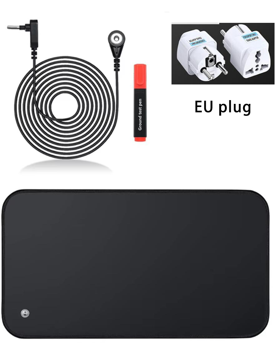 Estera de puesta a tierra de 30x60cm para mejorar el sueño, mejorar la circulación, reduce la inflamación y el dolor, estera de puesta a tierra para escritorio: Negro