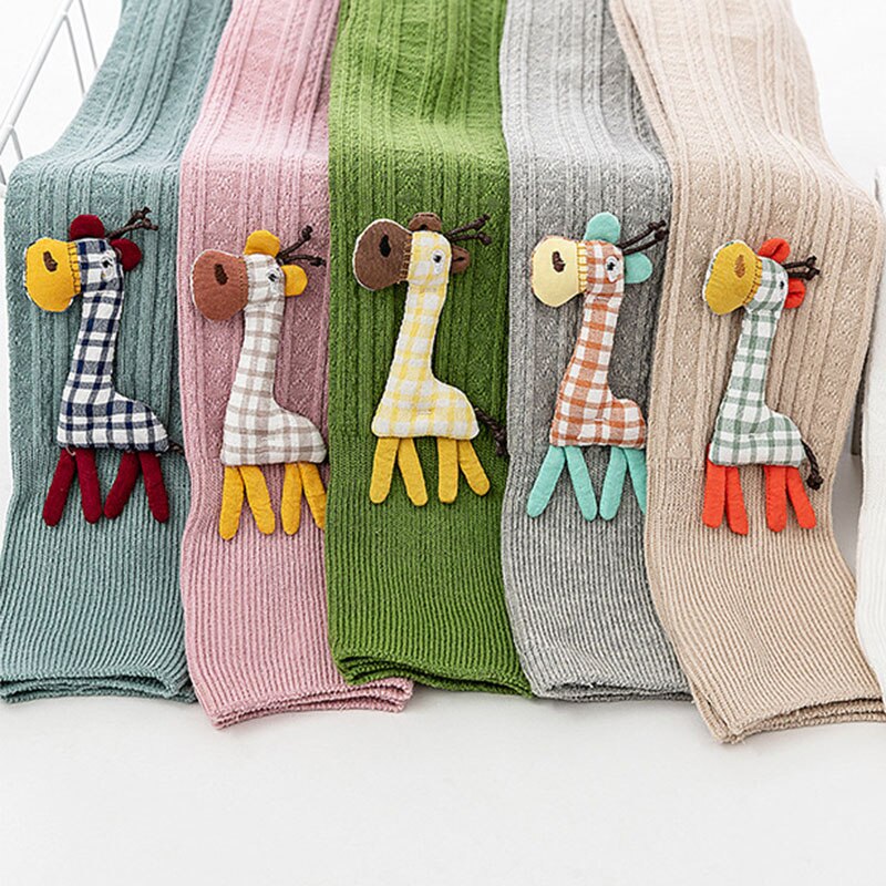 Nuove Ragazze Calzamaglie Carino Giraffa Molle del Cotone di Lavoro A Maglia 1-3 Anni di bambino Della Ragazza Calzamaglie Autunno Inverno Collant Pantaloni per bambino del bambino Della Ragazza