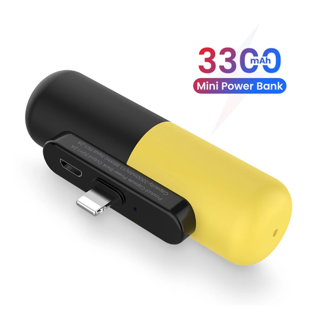 3300Mah Draagbare Mini Power Bank Voor Iphone Samsung Xiaomi Oppo Backup Powerbank Externe Batterij Oplader Mini Capsule Poverbank