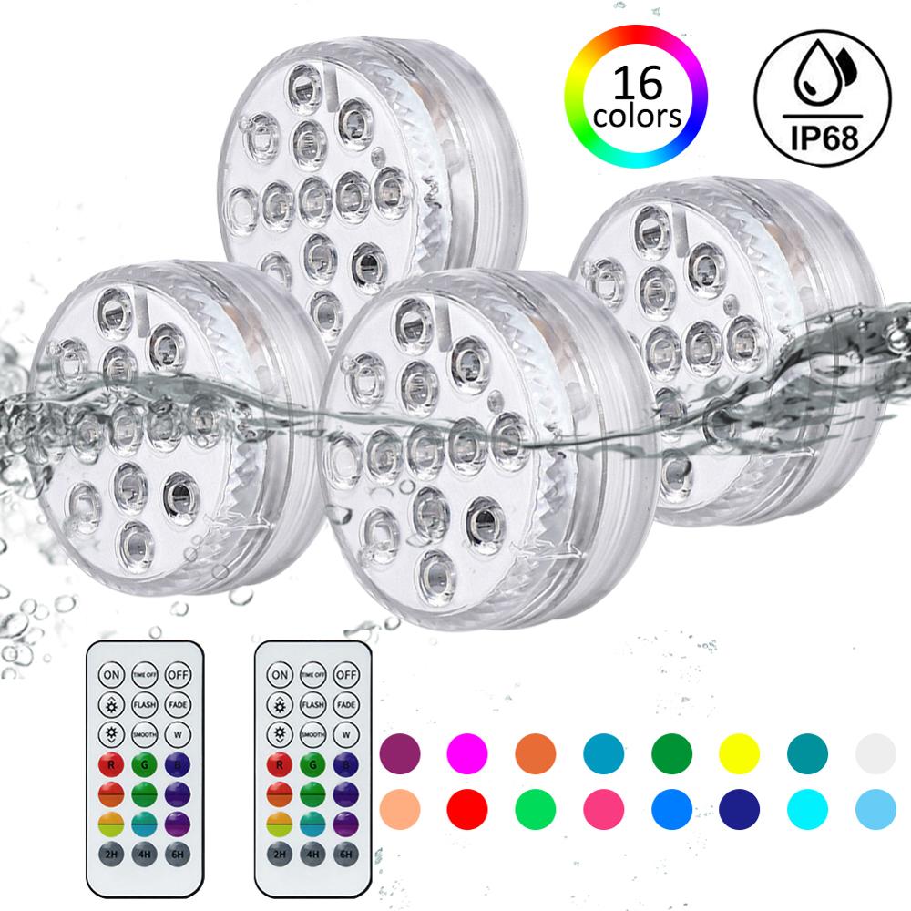 13 Leds Dompelpompen Onderwater Zwembad Licht Led Zwembad Verlichting Rf Afstandsbediening Dompelpompen Verlichting Voor Vijver Fontein Aquarium Bad, Etc: B 4PCS