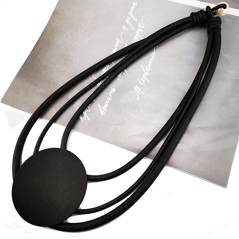 UKEBAY Choker Necklaces Rubber Necklace Women Round Pendant Necklaces Gothic Sweater Chains Ethnic Jewelry Collars