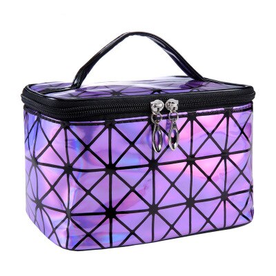 Mulheres da moda Compõem Saco Cosmético Multifuncional Saco Caso Mala Bolsa de Higiene Pessoal Beleza Bolsa de Maquiagem Profissional Caso: Puple