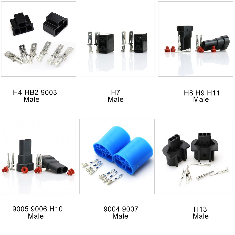 H4 9003 HB2 Keramische Vrouwelijke Socket Adapter Lamp Holder Mannelijke Koplamp Connector H1 H7 H8 H11 9005 9006 Lamp Plug hid Amp Terminal: Male / H8 H9 H11 880 881