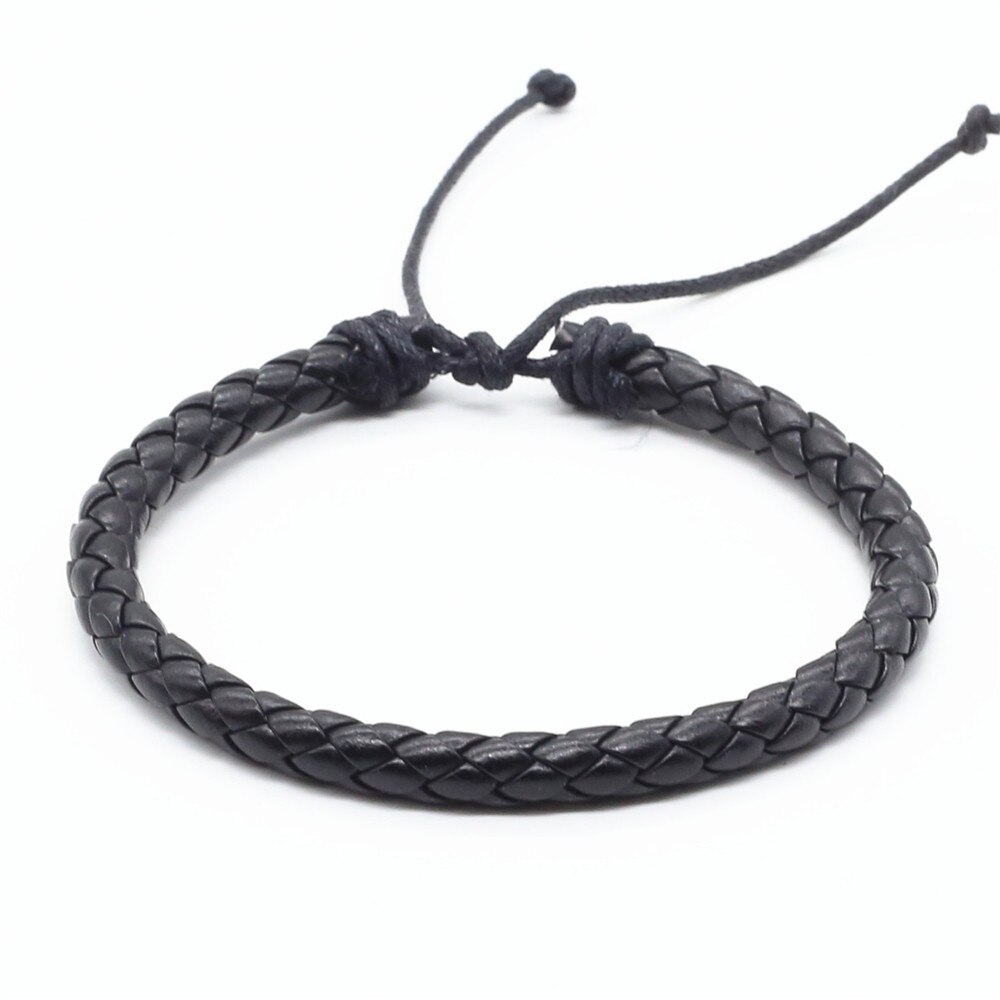 100 stks/partij Mode Wrap Handmde Touw Braid Weave Vrouwelijke Femme Homme Mannelijke PU Lederen Mannen Armband Voor Vrouwen sieraden: 100 black