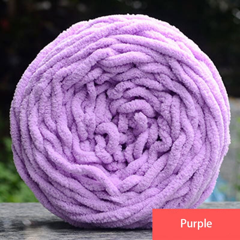 Diy Soft Breien Chunky Badstof Wol Bal Streng Sjaal Garen Pure Kleur Leuke 100G #80465: Purple