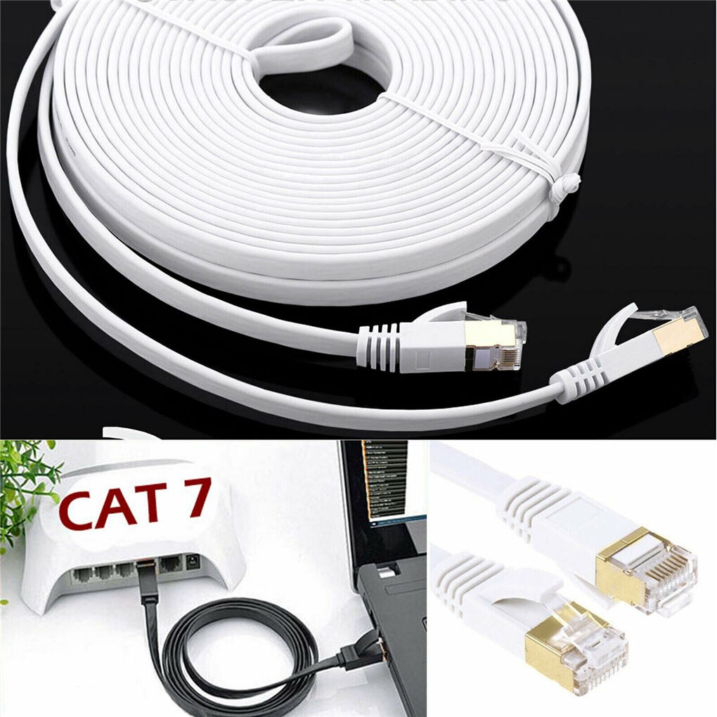 Cat 7 Enternet Cable White/Black Ethernet Network Cable Compatible Patch Cord for Laptop Router Cable Internet Cable Ethernet