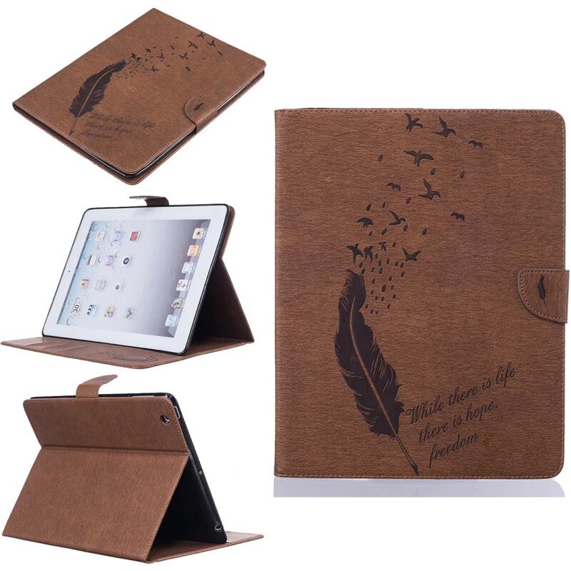 PU Leather Flip Case for Apple iPad 2/3/4 - Shockproof Wallet Stand Cover with Card Slots: Brown