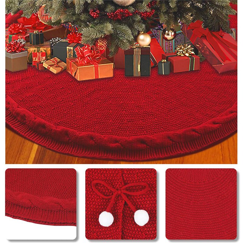 Christmas Tree Skirts 48inch Large Knitted Xmas Tree Mats Festival Family Party Accessories for Home Decoration