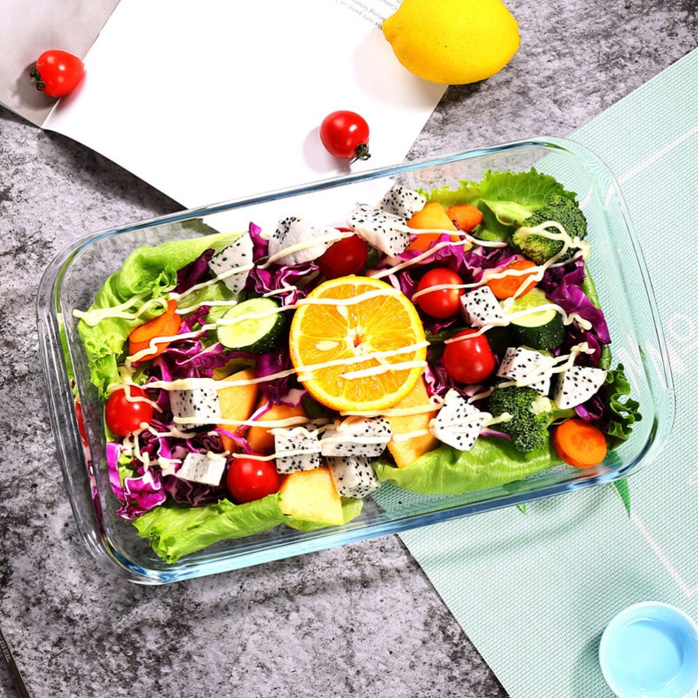 1pc żaroodporna blacha robić pieczenia hartowana szklana taca pojemnik na jedzenie (biały)