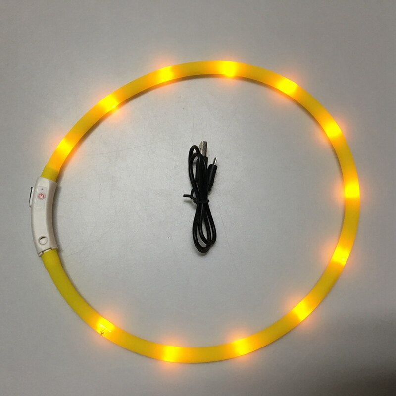 Halsband för hundar usb uppladdningsbart säkerhetsvarning silikonhalsband led-ljus lysande hundhalsband glödande hundhalsband: Y / S