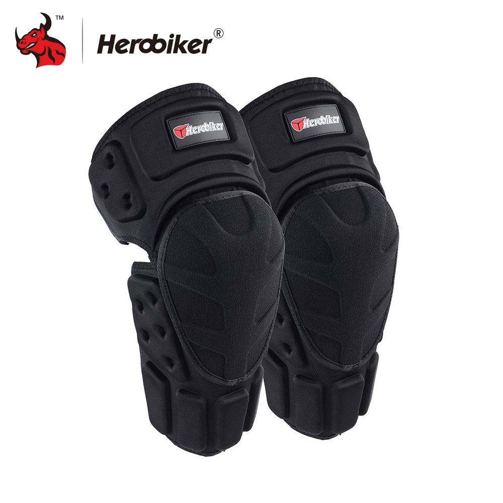 HEROBIKER-rodilleras para motocicleta, Protector de rodilla para Motocross, equipo de protección, color negro