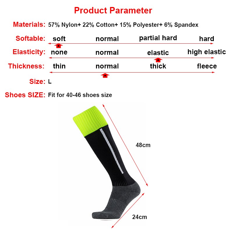 Calcetines deportivos de fútbol de , calcetín de fútbol para adultos, hombres y mujeres, largos de baloncesto hasta la rodilla, parte inferior de algodón, Chaussette antideslizante, 1 par