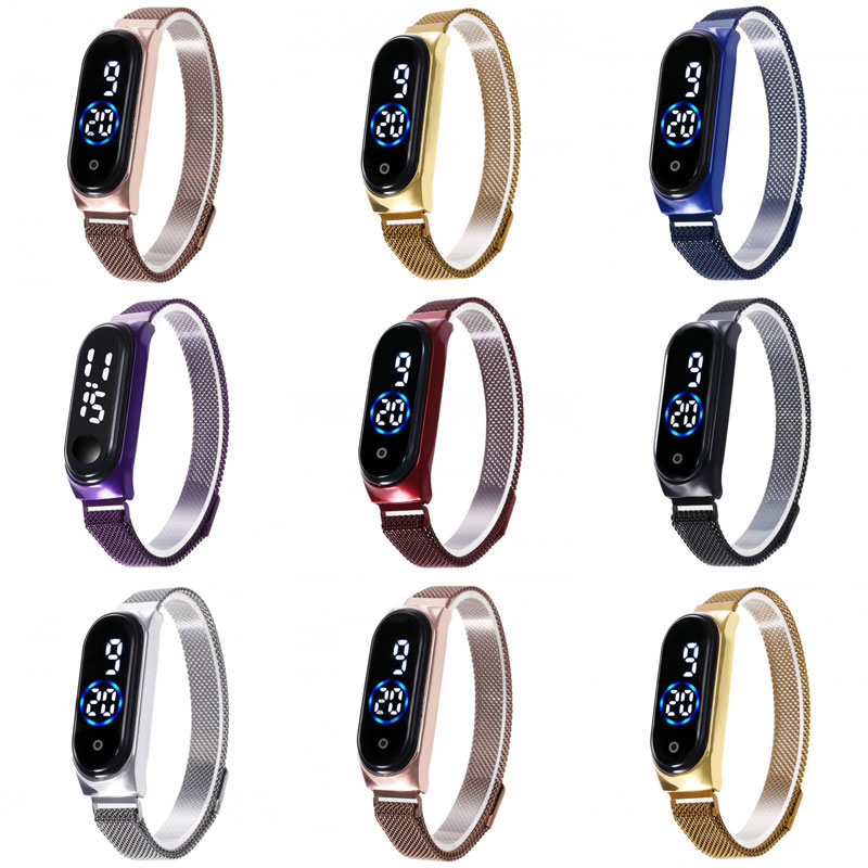 Frauen Uhren Digitale Armbanduhren LED Magnetit Wasserdichte berühren Reis berühren Kontrolle