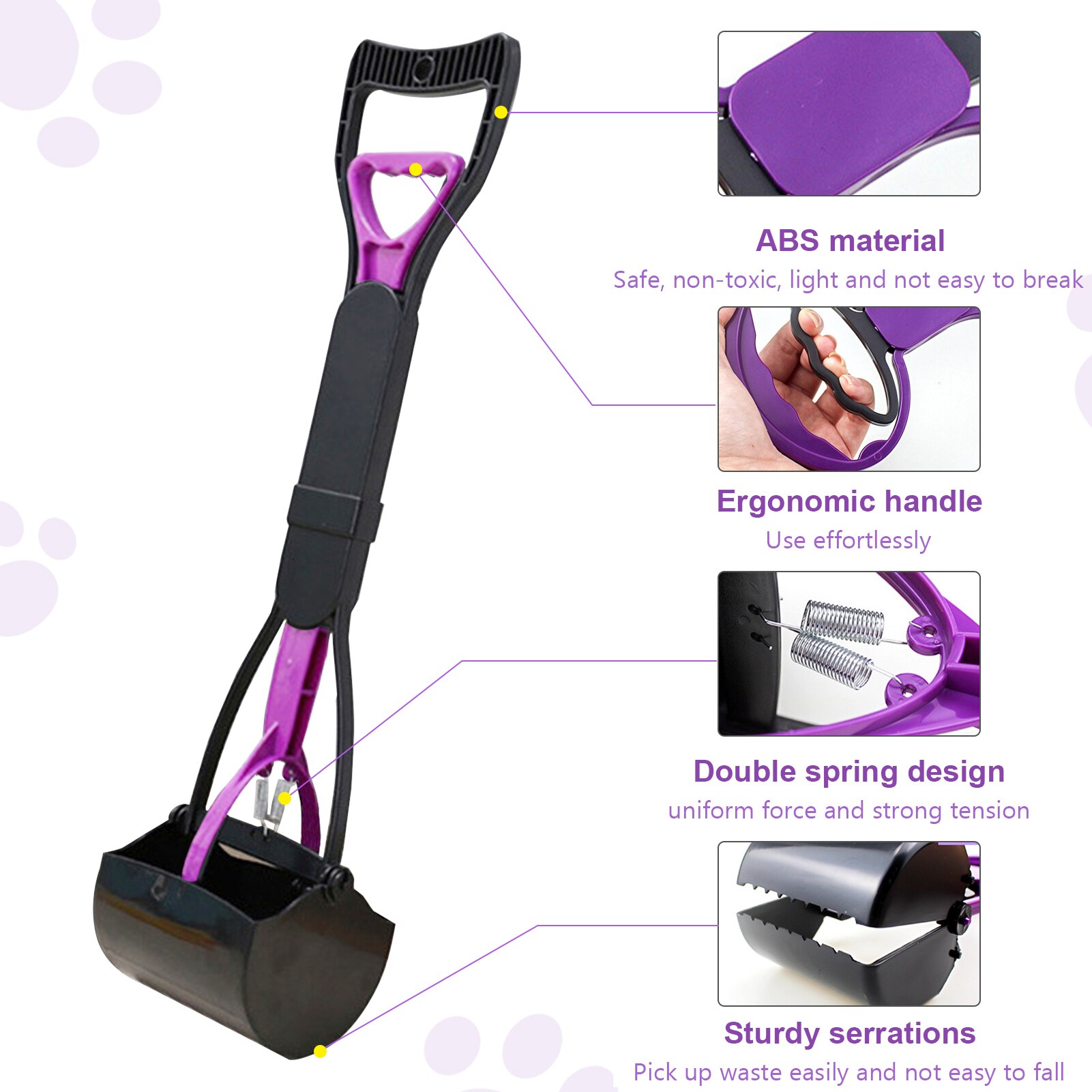 Pet Pooper Scooper Long Handle Dog Poop Scooper Jaw Poop Scoop Shovel Pick Up Animal Waste Picker Pet Outdoor Cleaning Tools