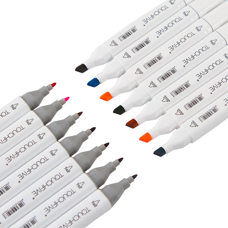 Touchcinco marcadores para desenho 12/24/30/40/60/80/168 cores ponta de escova dupla marcador de arte profissional de álcool anima