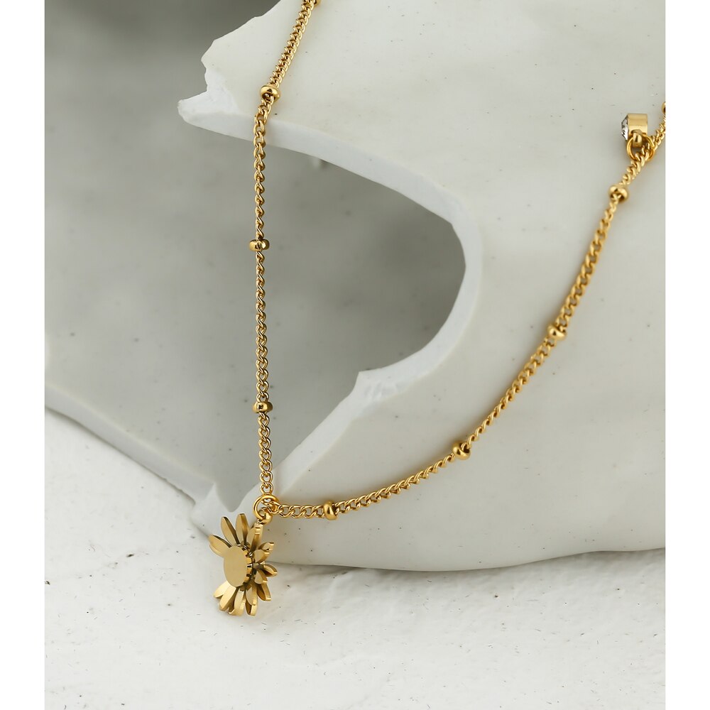Yhpup 316 in Acciaio Inox Pendente Del Fiore Ciondola Collana in Oro 2020 Gioielli Alla Moda per le Donne di Modo Banale Della Collana Del Collare