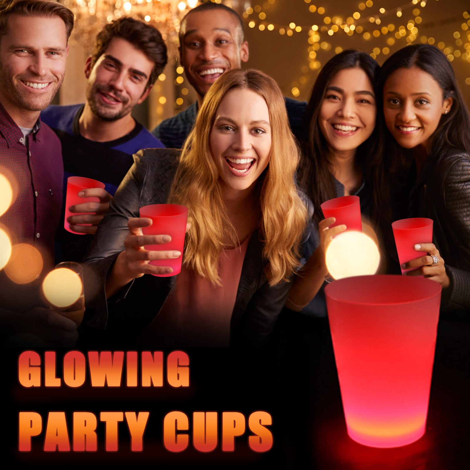 12oz Glow Party Cups Plastic Cup Favors for Party Supplies,Glow In The Dark Cups Neon Party Club party Decoration: Red
