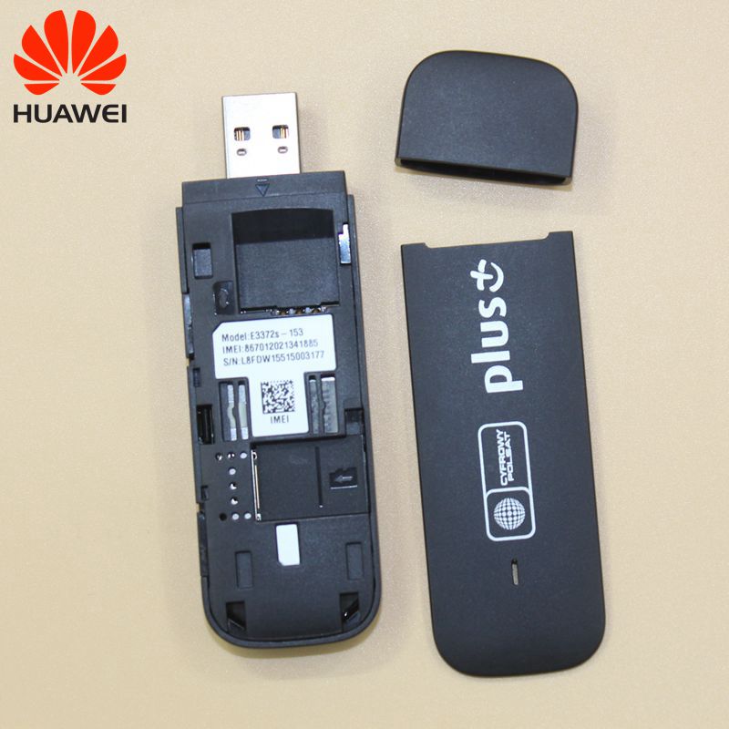 Débloqué Huawei 4G USB Modem E3372 E3372s-153 4G USB Dongle 150 Mbps Modem 4G LTE Dongle USB Modem plus antenne noire