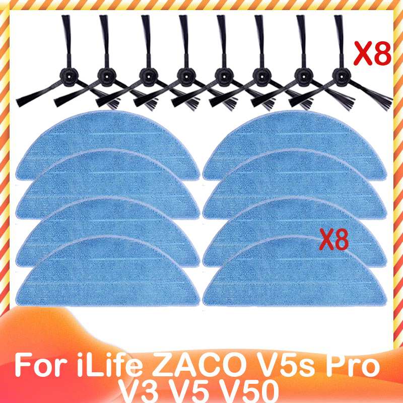 per iLife ZACO V5s pro V3 V5 V5s V3s V50 X5 Spazzola laterale di ricambio HEPA Prefiltro Mocio Panno robot Aspirapolvere: Blu