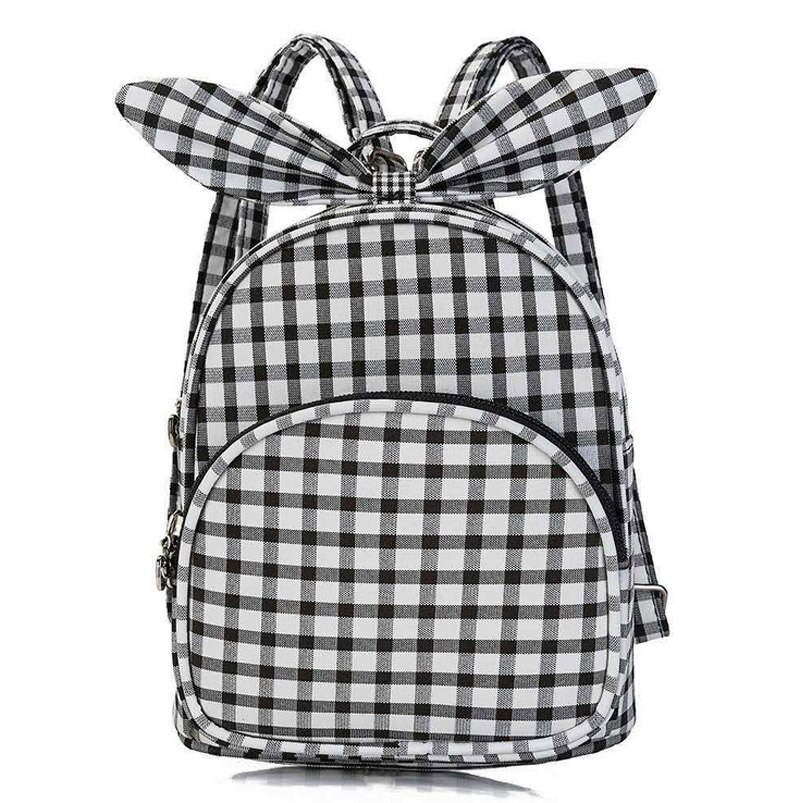 Kinderen Rugzak Plaid Strik Kids Tas Schattige Mode Kleuterschool School Rugzakken Voor Jongen Meisje Mini Schooltassen: Black White