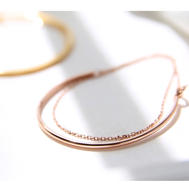 YUN RUO Satomi Ishihara Double Layer Bracelet Woman Girl Rose Gold Color Titanium Steel Jewelry Never Fade: rose gold