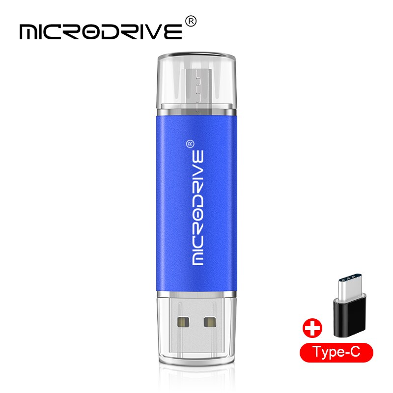 Metal OTG 3 IN 1 Type-C pen drive 64GB flash usb memory 8GB pendrive 16GB 32GB usb flash drive 128GB OTG cle usb stick pen: 16GB / Blue