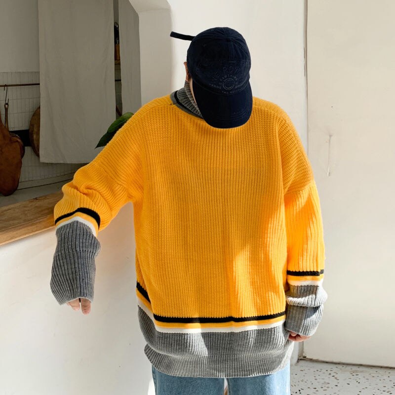 Inverno camisola de gola alta calor masculino moda hit cor casual malha pulôver masculino selvagem coreano tricô suéteres roupas dos homens