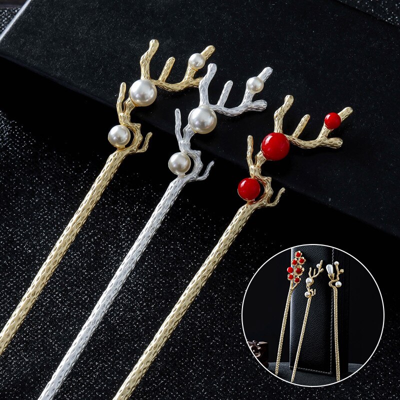 Women Banquet Party Hair Pin Accessories Best Jewelry Vintage Hair Stick Chinese Style Simulated Pearls Hairpin