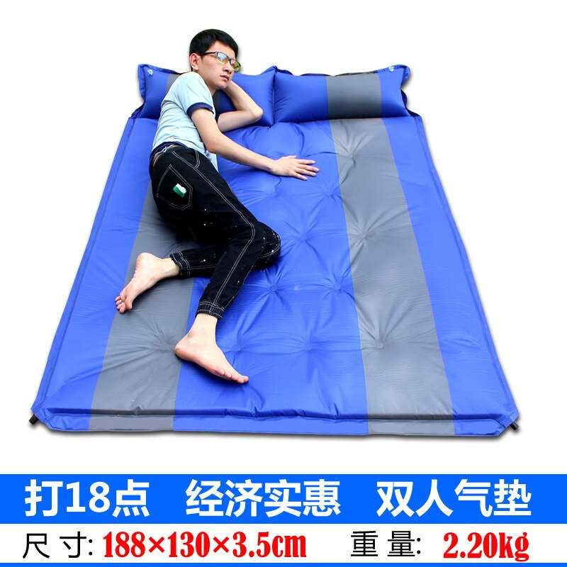 CS033-1 Double Person 190*130*3.5CM Automatic inflation Mat Outdoor Camping Mat Family Rest Air Mattress: Blue