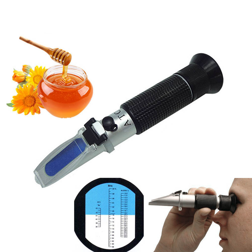 RZ High concentration Brix Refractometer 0~90% Honey Bees Sugar Food Beverages ATC Content Beekeeping RZ117 Meter Tool