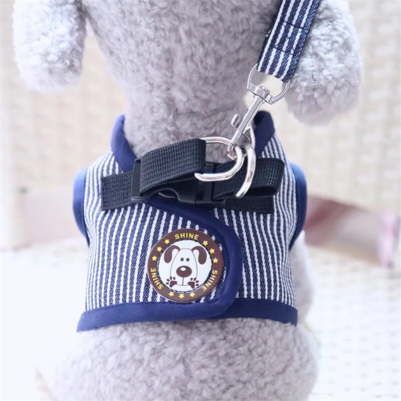Pug Harness Leash Chest Strap Lead Denim Vest Pet Chest Strap Pet Supplies Dog Harness Chihuahua Dog Cheap Leash Set: Blue / XL