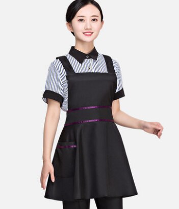 4 colors black waitress apron with the pocket cooking apron chinese restaurant uniform apron fast food wear restaurant apron: black