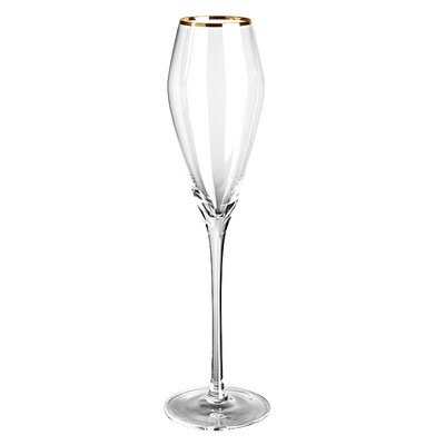 Gold Trim Champagne Flute Glasses Cocktail Glasses Elegantly Hand Blown, Lead Free, Champagne Cups: gold Tulip