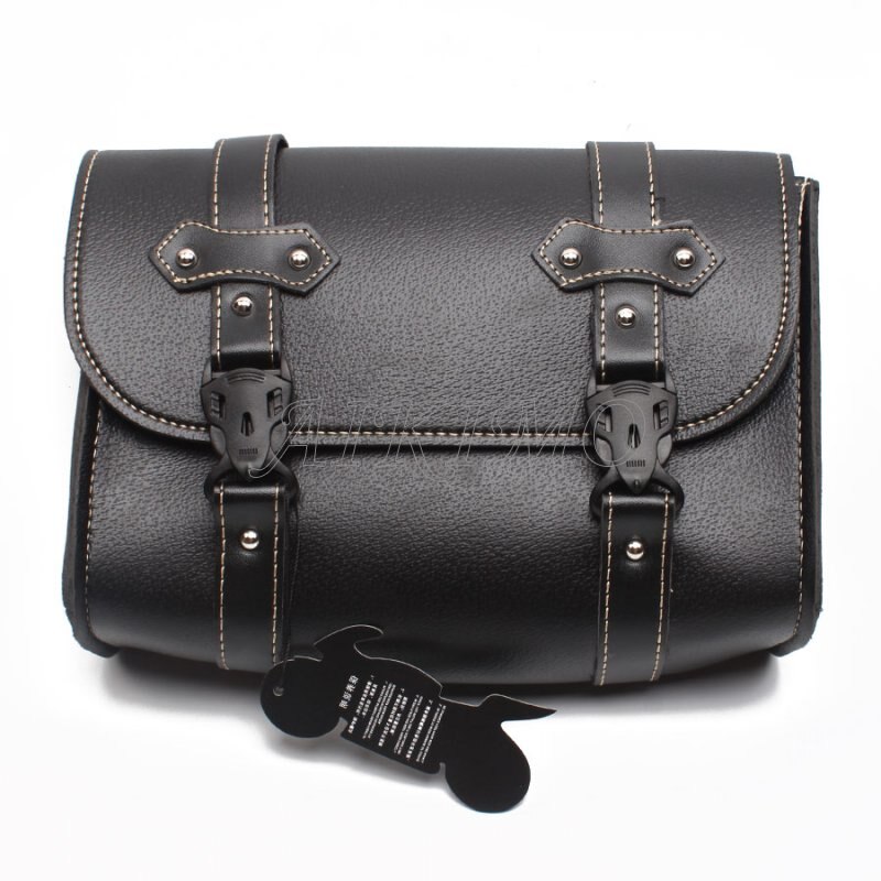 Black Motorcycle Saddle Bags PU Leather Motorbike Side Tool Pouch Tail Bag Luggage Borsello Moto Universal D20