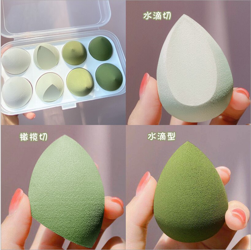Beauty egg set makeup egg 8 sponge makeup egg puff oblique cut gourd water droplets wet and dry face makeup puff sponge