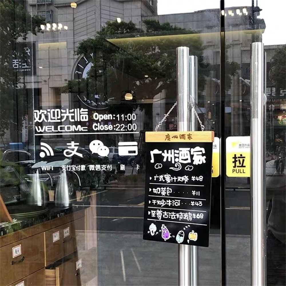 A4 Diy Chalkboard Wooden Door Notice Sign Name Plaque Message Hanging Sign Board