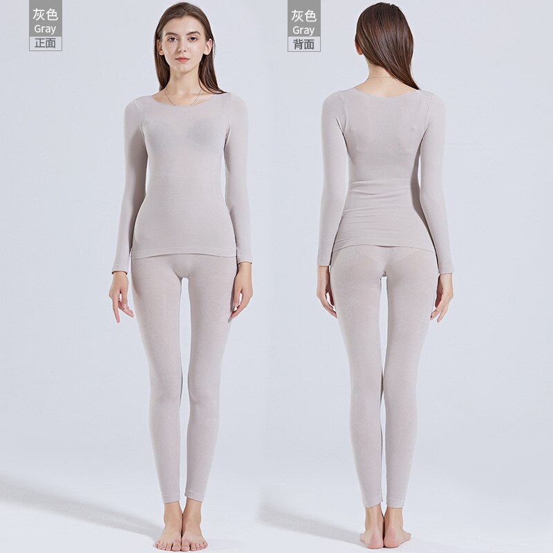 Thermal Set For Women Warm Long Johns Winter Women's Underwear Set Seamless Elastic Thermal Inner Wear Ladies Warm Suit: grey