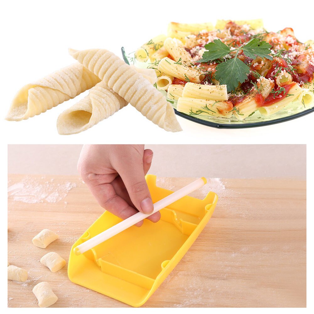 Plastik pasta maskine makaroni bord spaghetti pasta gnocchi maker skærer kagerulle køkkenværktøj babymad forme