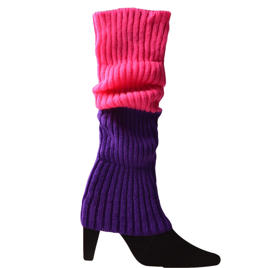 Women Boot Cuffs Leg Warmers Knit Leg Stockings Striped Long Boot Thigh High Stockings Knitted The Knee Socks Arcylic Leg Warmer: rose red  purple