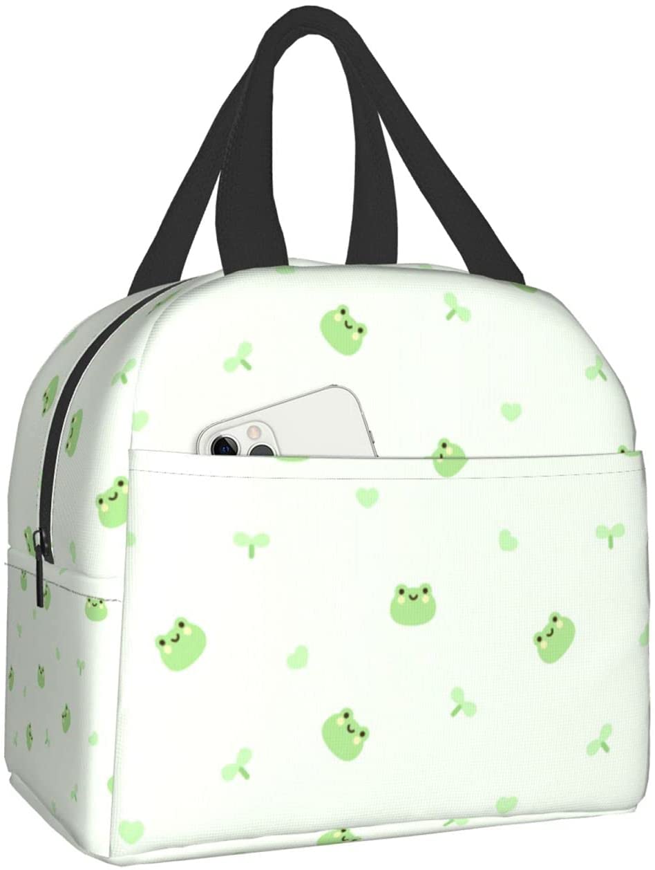 Funny Cute Frog Animal Lunch Bag Travel Box Work Bento Cooler Reusable Tote Picnic Boxes Insulated Shopping Bags for Women Men: SKY BLUE