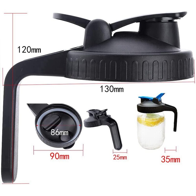 Flip Cap Lids-Leak Proof Seal with Handle Innovative Flip Cap-Easy Pouring Spout​Mason Jar Flip Cap Lids with Handle