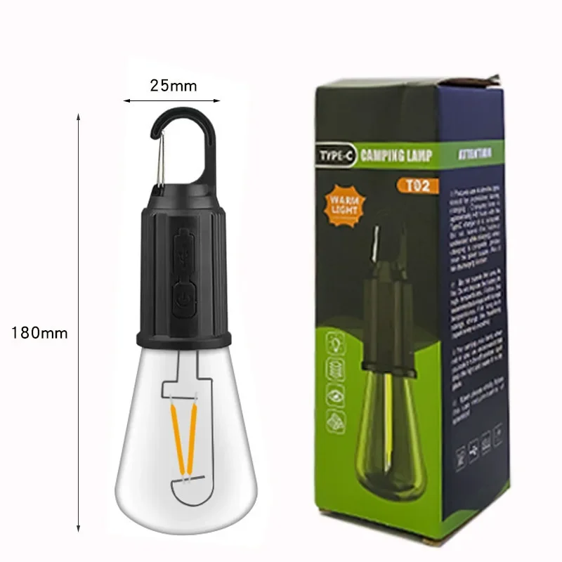 Linterna Retro para acampar, lámpara LED recargable por USB para tienda de campaña, luz impermeable para acampar, luz colgante para jardín al aire libre, lámpara para camino de calle y césped: 15 W