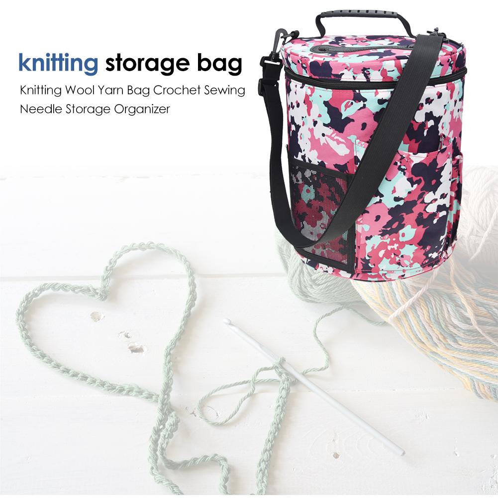 Practical Large Cylinder Wool Storage Bag DIY Woven Storage Bag Crochet Wool Storage Barrel Household Storage Supplies