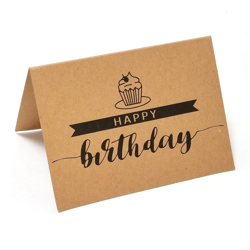 10Pcs Kraft Paper Happy birthday Cards 4x6'' Birthday Thank You Card For Decor Blank Note Cards Baking cakes Party supplies: A1